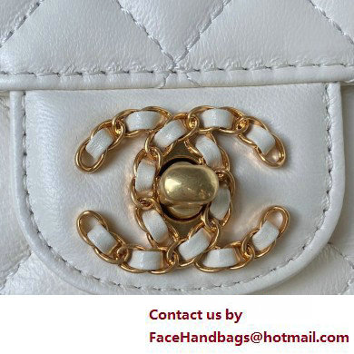 Chanel Lambskin, Strass  &  Gold-Tone Metal Small Flap Bag with Top Handle AS4362 White 2025